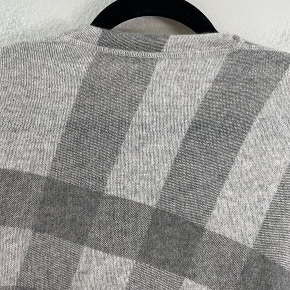 Burberry Brit Mens Large Gray Checkered 100% Cashmere Sweater Slim Fit Knit Top - Picture 7 of 8